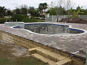 New construction pool paver install